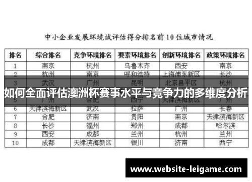 如何全面评估澳洲杯赛事水平与竞争力的多维度分析